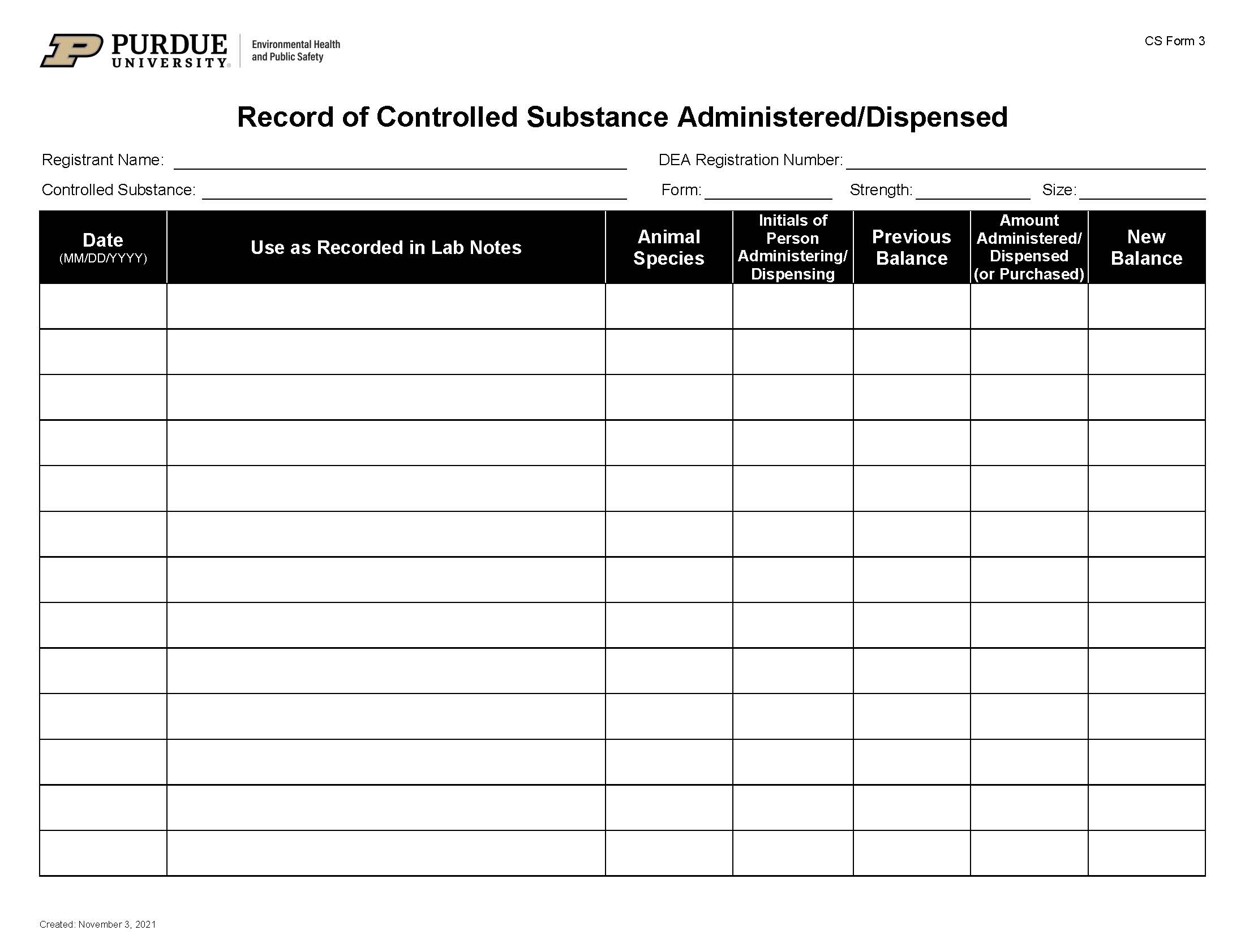clickable link to the controlled substance administered/dispensed